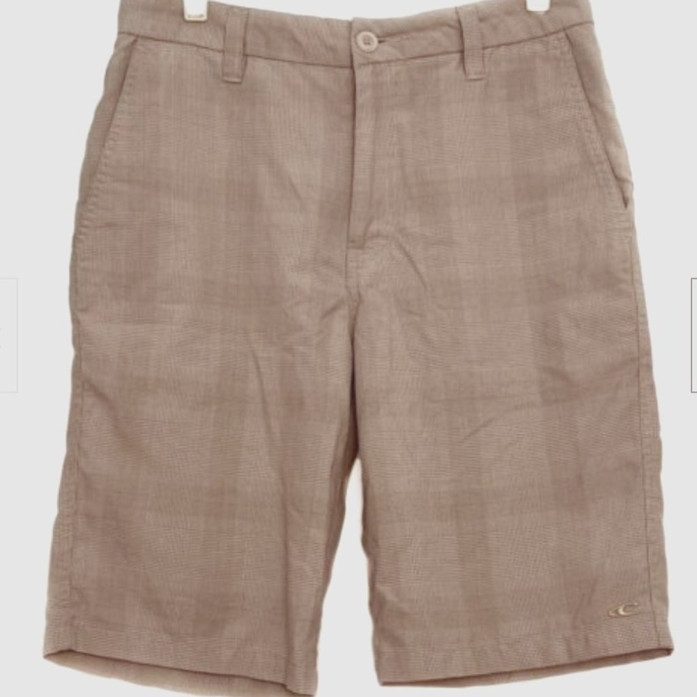 O'Neill Mens Shorts Chino Khaki Tan Plaid Casual Outdoor Skate Skater Size 28